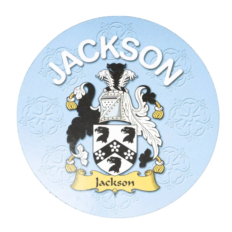 jackson family name round cork coaster