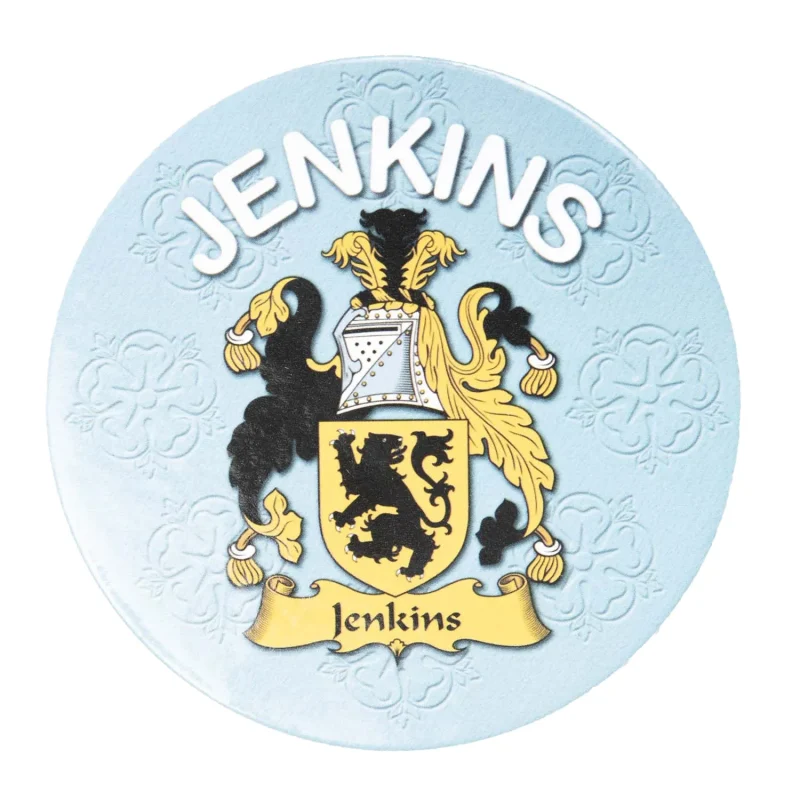 jenkins family name round cork coaster