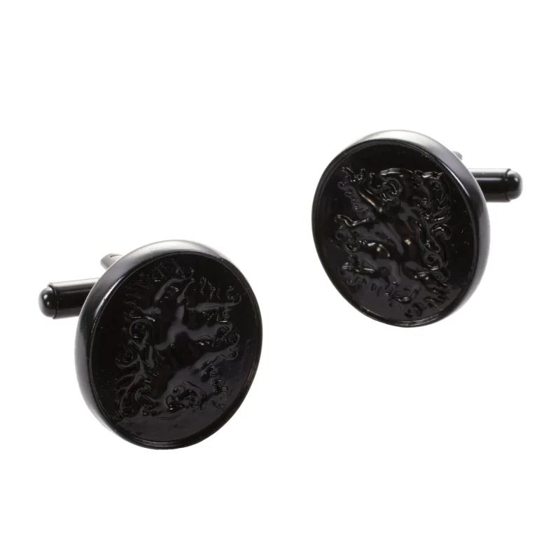 jet black oval lion rampant cufflinks