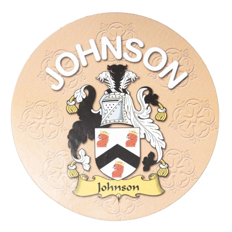 johnson family name round cork coaster