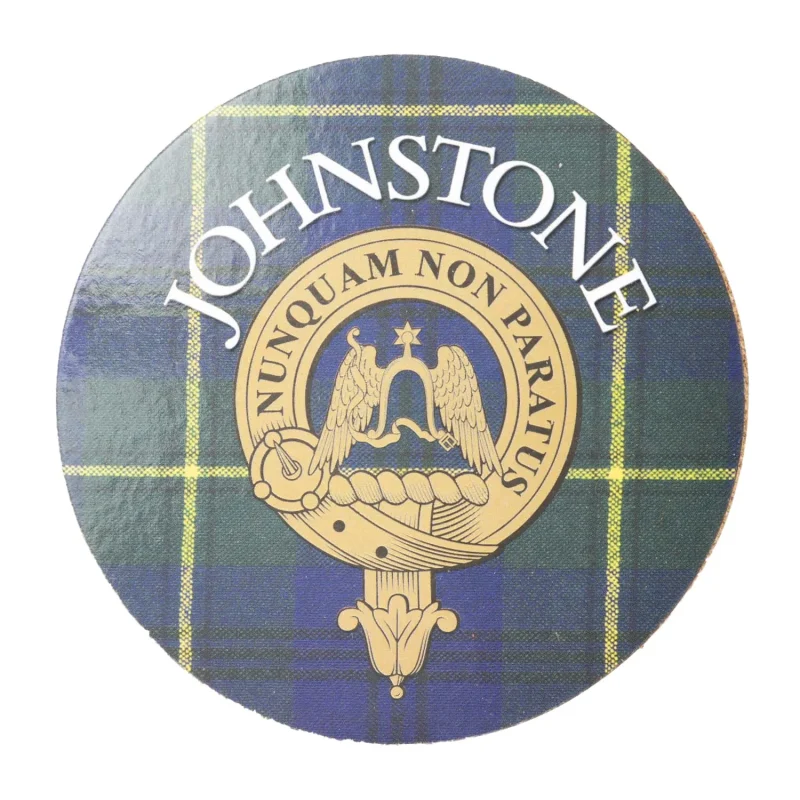 johnstone family name round cork coaster