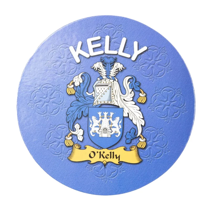 kelly family name round cork coaster