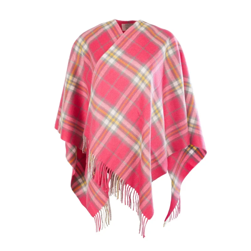 kids cashmere cape pink elgin check edinburgh