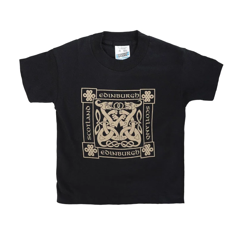 kids celtic square t shirt black gold