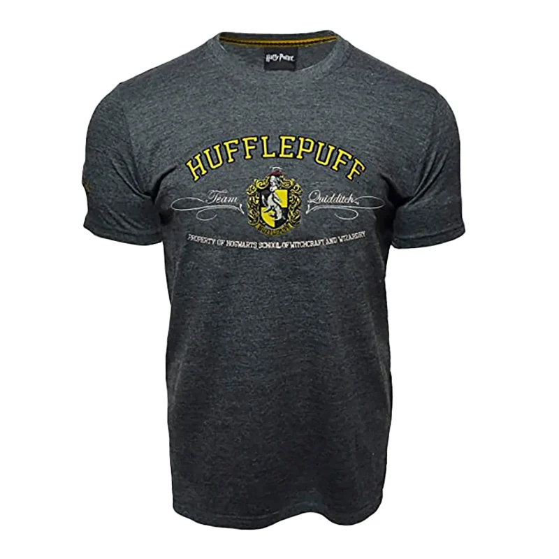 kids charcoal hufflepuff applique harry potter t shirt