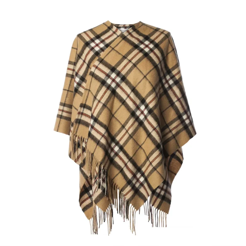 kids edinburgh lambswool cape in camel