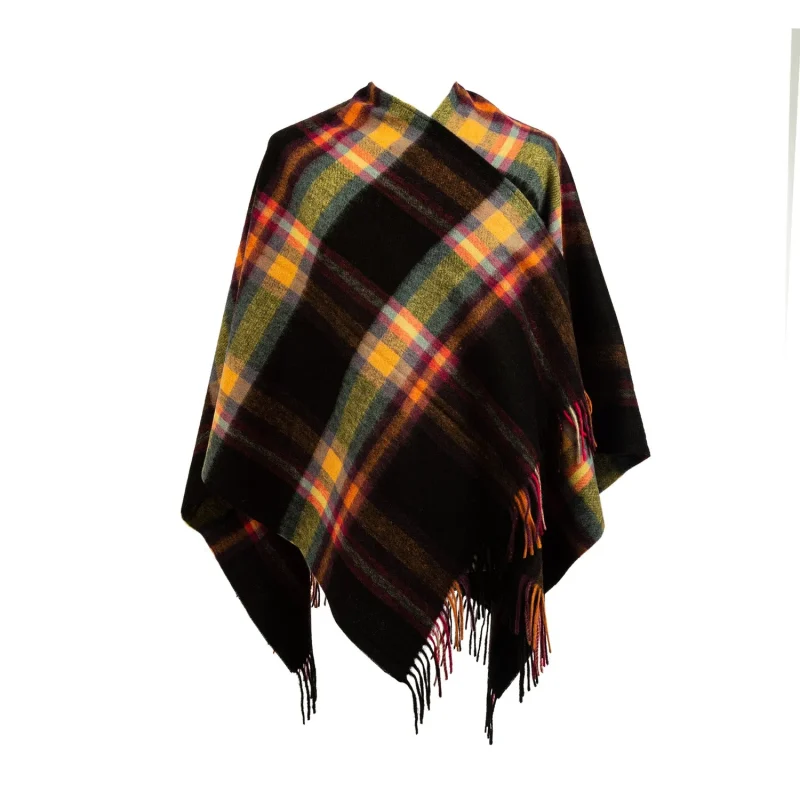 kids edinburgh lambswool check cape ginger