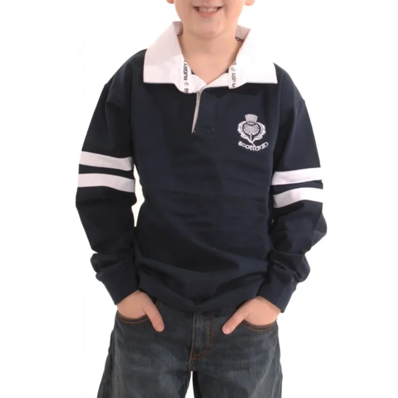 kids long sleeve 2 stripe rugby shirt