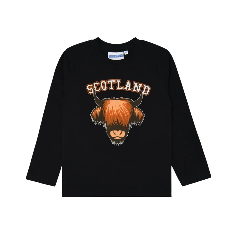 kids long sleeve t shirt scotland cow design