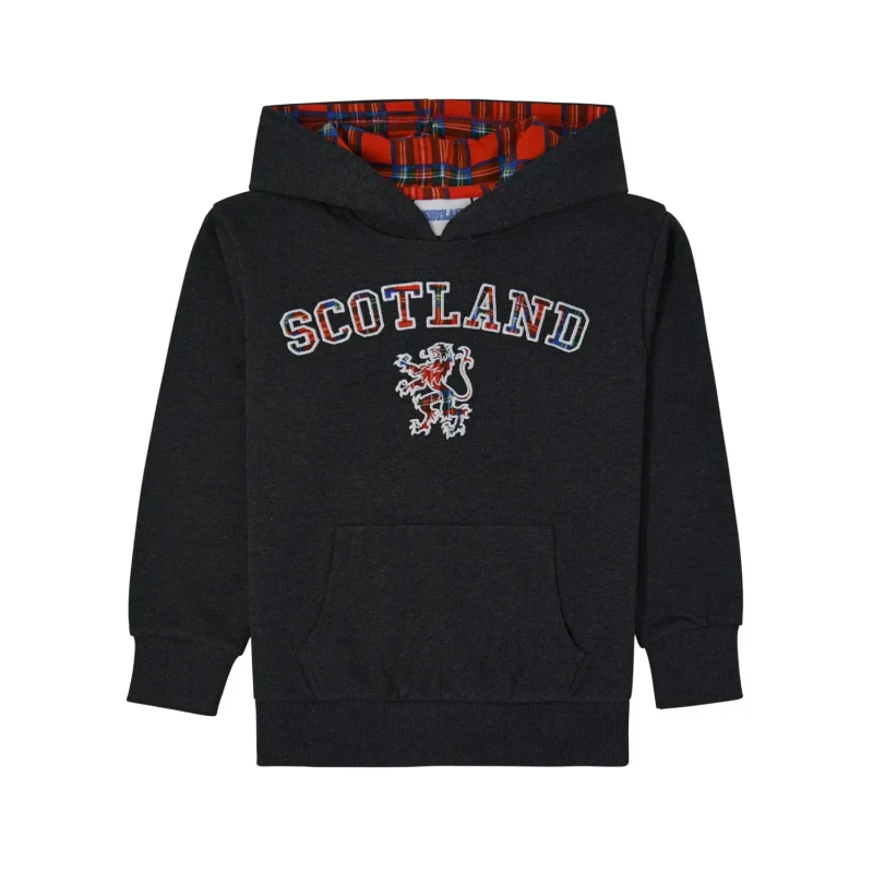 kids scottish lion tartan hoodie