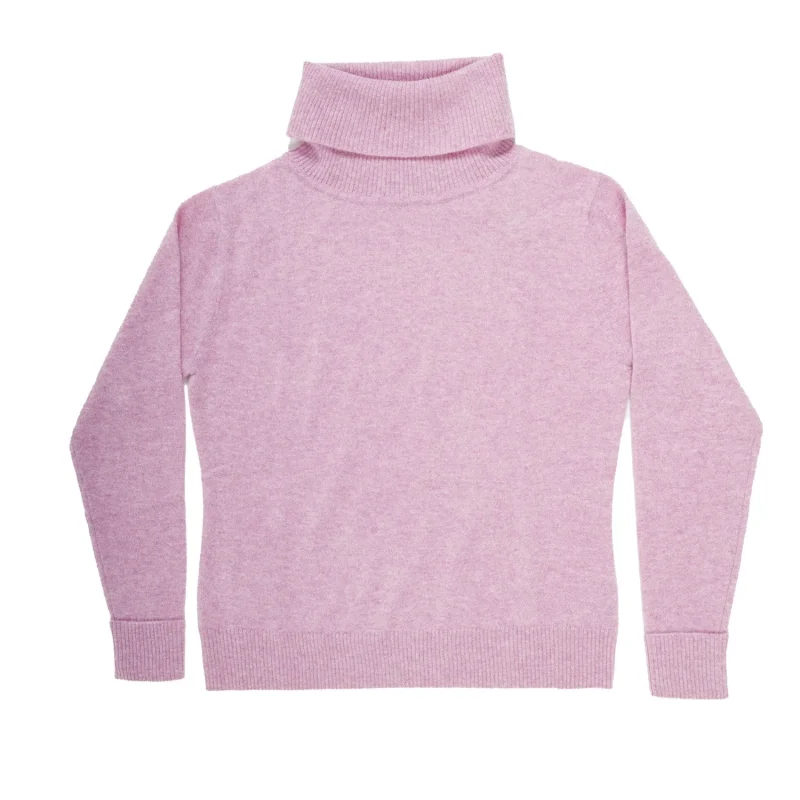 ladies 100 cashmere marl lilac roll neck sweater