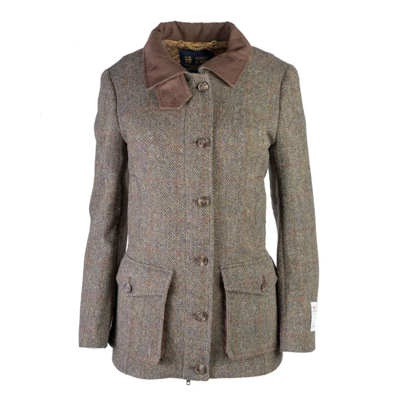 ladies erin field coat brown herringbone