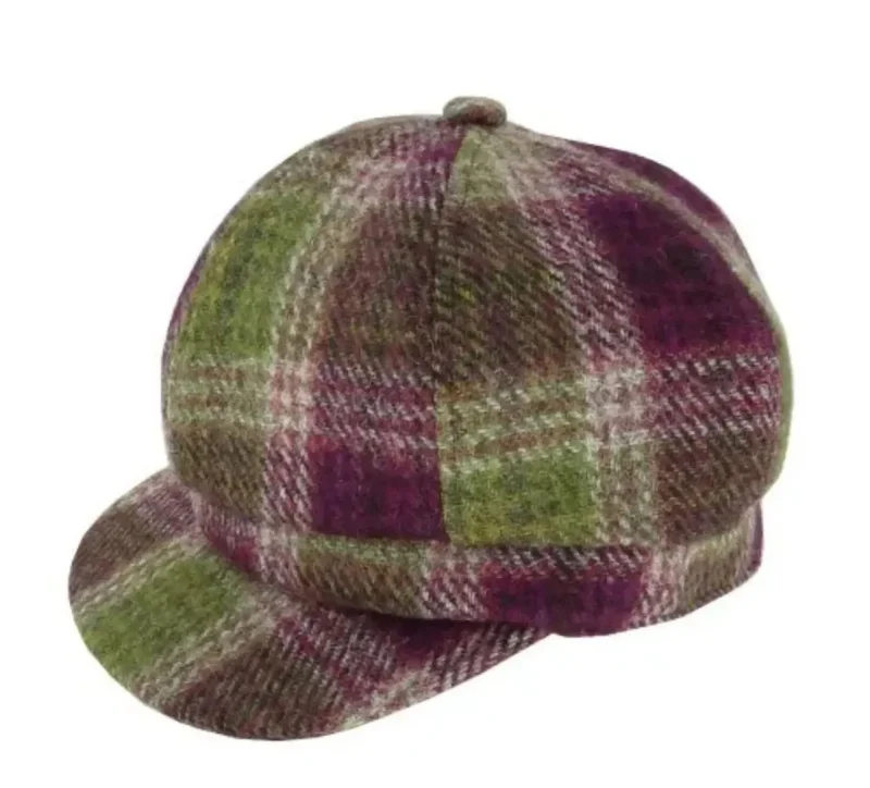 ladies heather check harris tweed cap