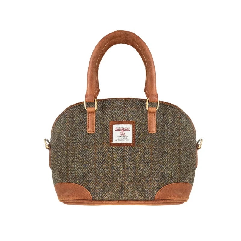 ladies herringbone leather handbag in brown tan