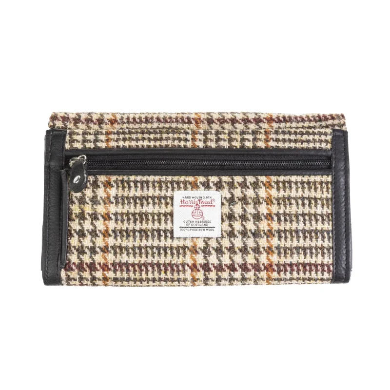 ladies ht leather long purse dogtooth tan brown black