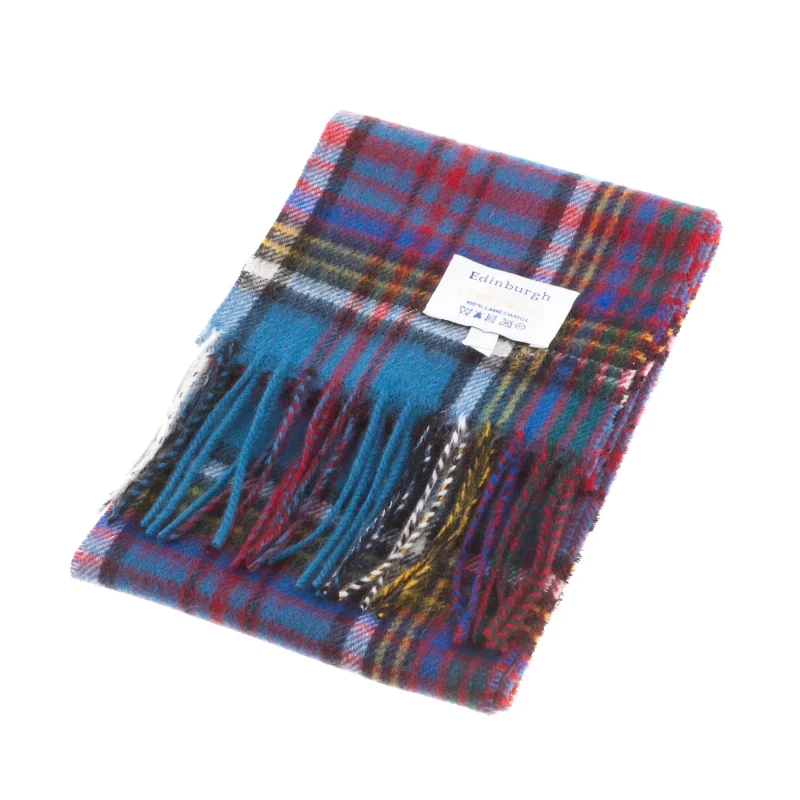 lambswool mackellar mini tartan scarf in natural