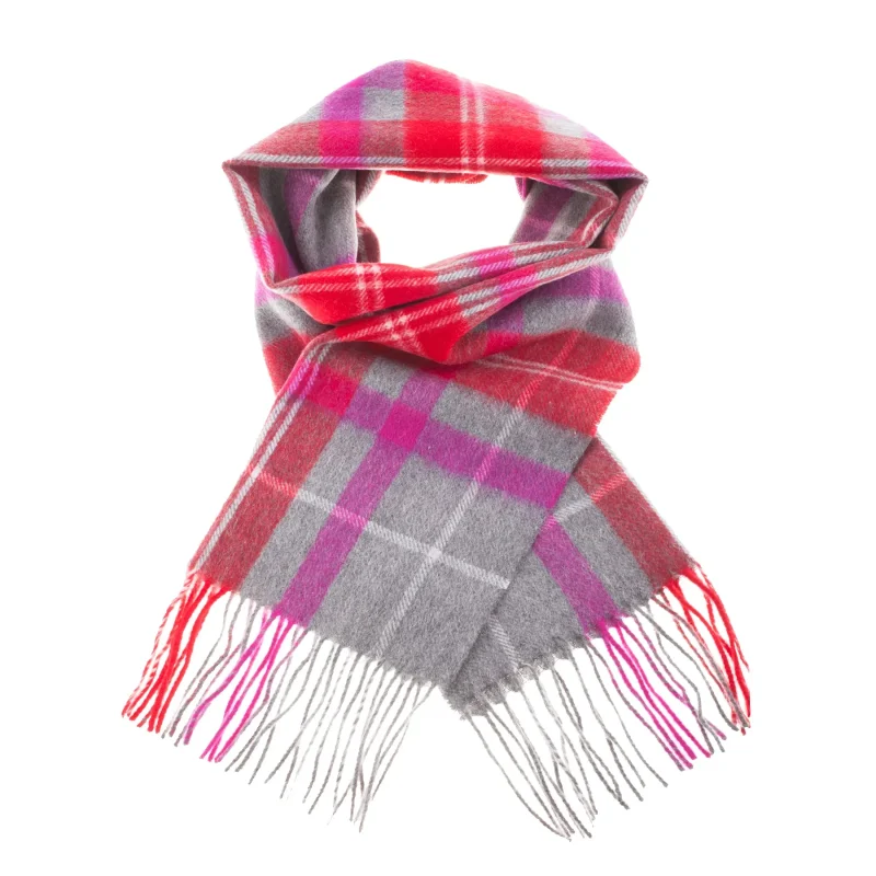 lambswool tartan scarf bright red grey check