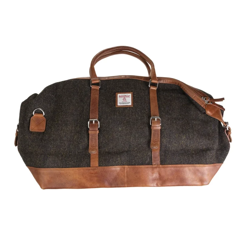 large leather travel bag dark brown tan