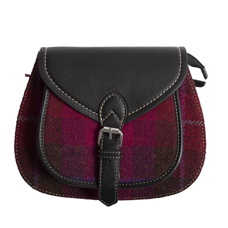 leather cerise check shoulder bag