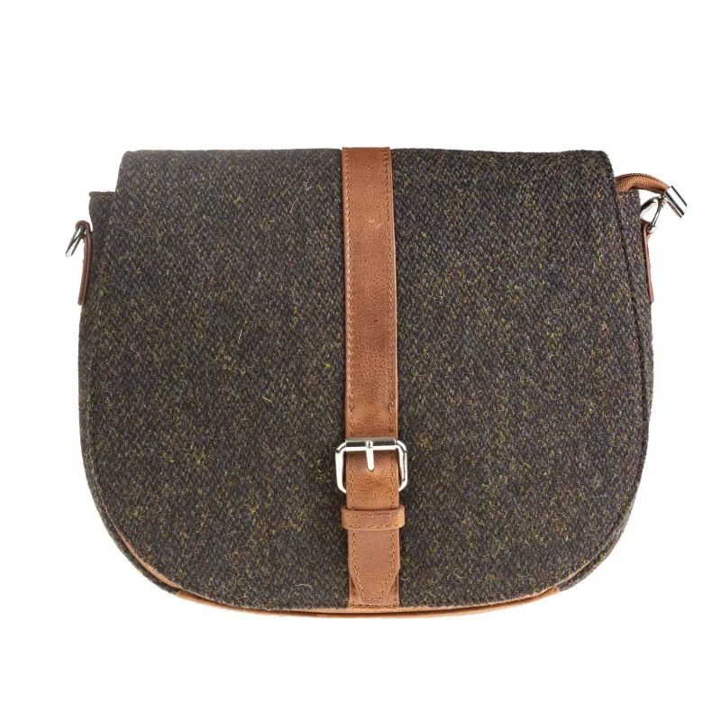 leather flap bag dark brown barleycorn tan