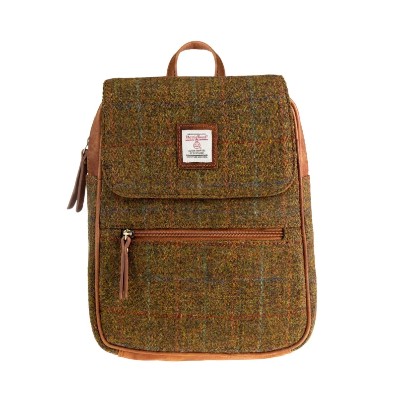 leather foldover backpack autumn brown tan