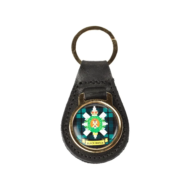 leather key fob black watch design by kc clan