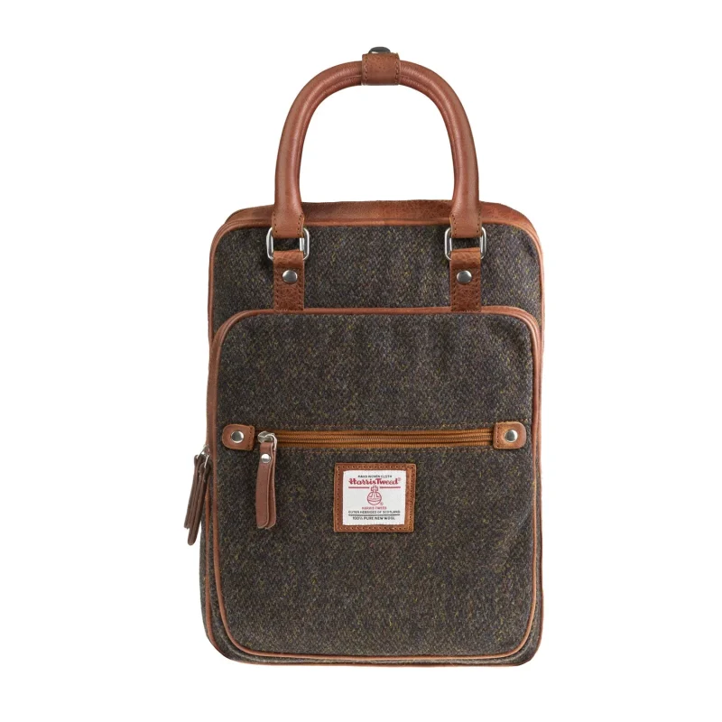 leather large backpack dark brown tan barleycorn