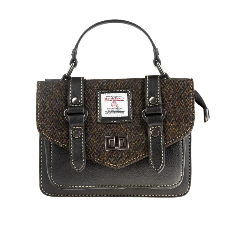 leather mini satchel dark brown barleycorn