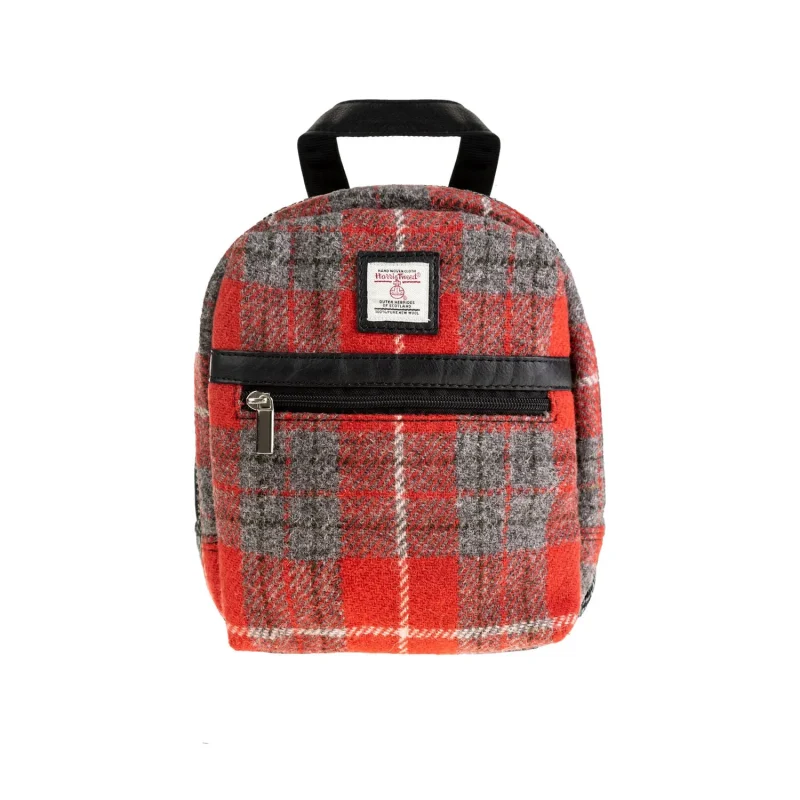 leather red black small backpack