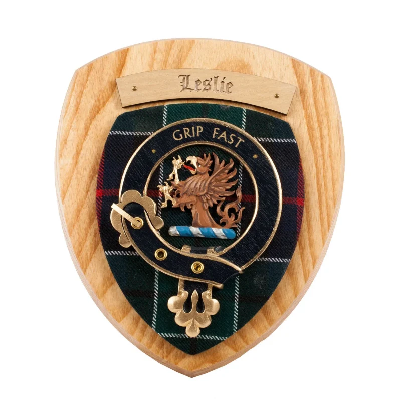 leslie clan wall plaque family crest sign