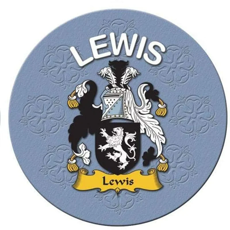 lewis clan family name round cork coaster