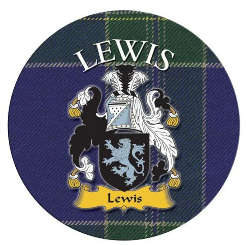 lewis family name round cork coaster