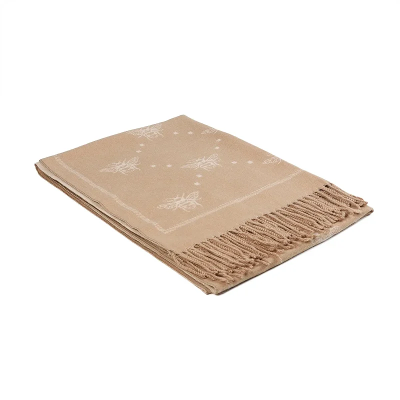 light beige bee tassel scarf