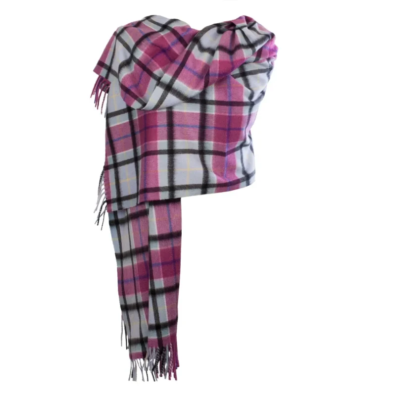 light blue check edinburgh cashmere stole