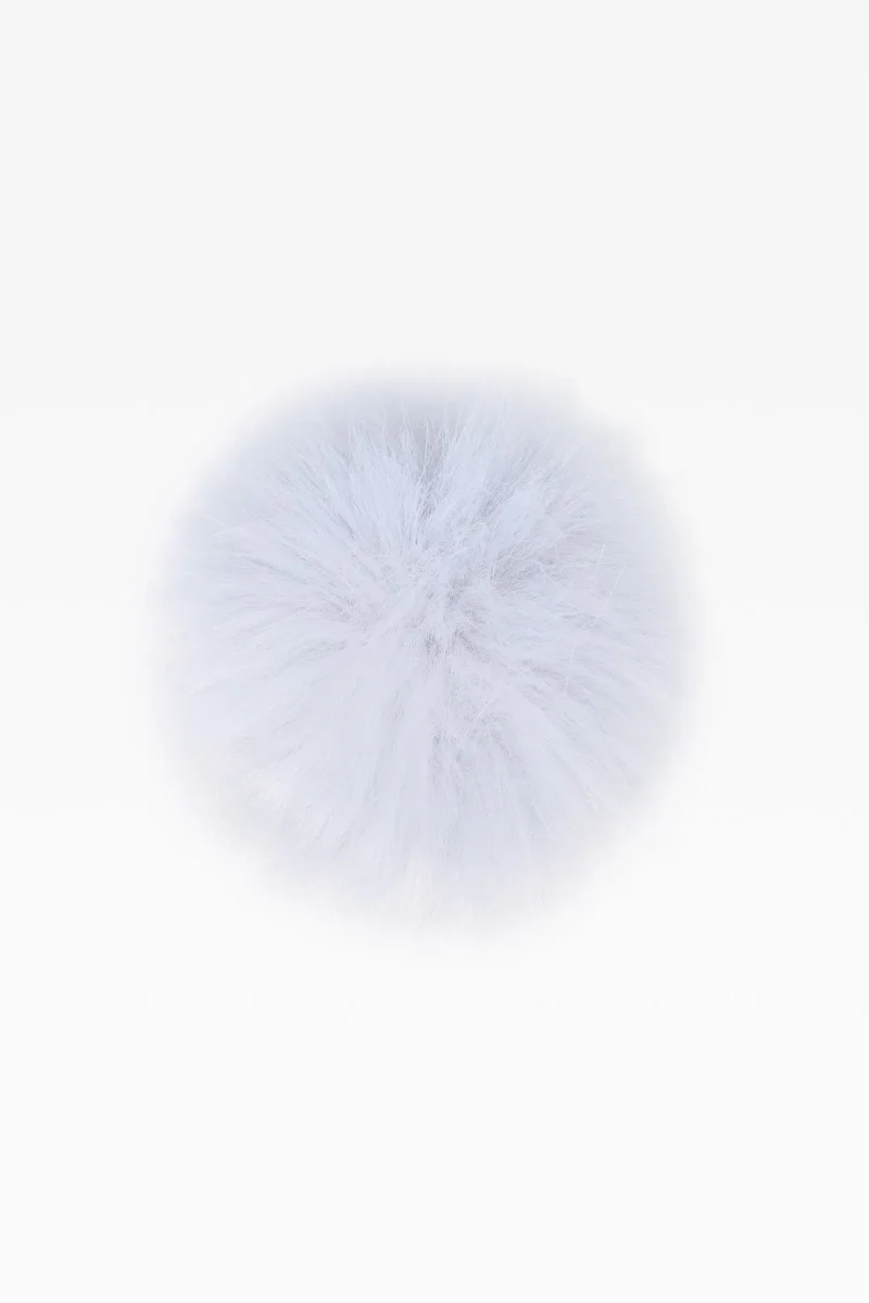 light blue faux fur pom pom set