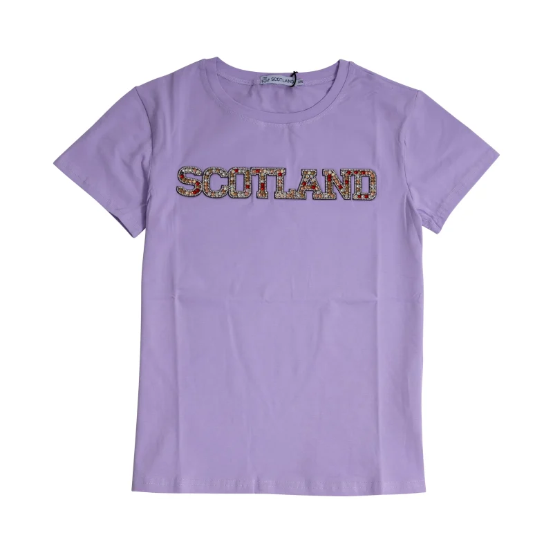 lilac scotland diamante ladies t shirt