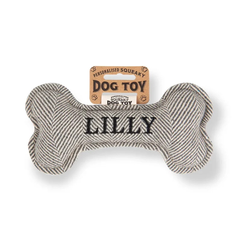 lilly squeaky bone dog toy