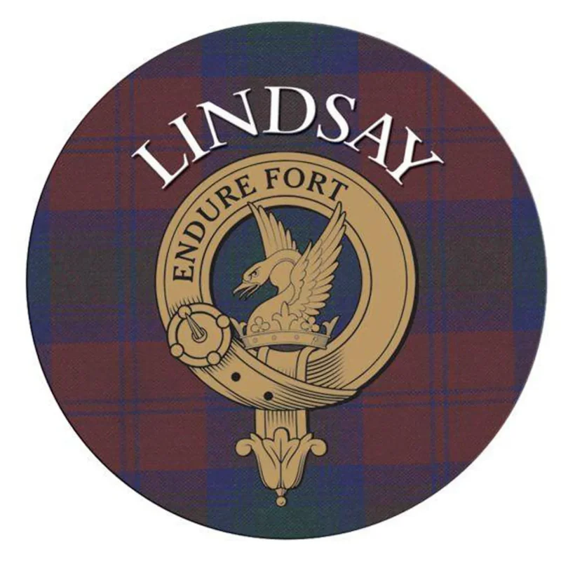 lindsay family name round cork coaster