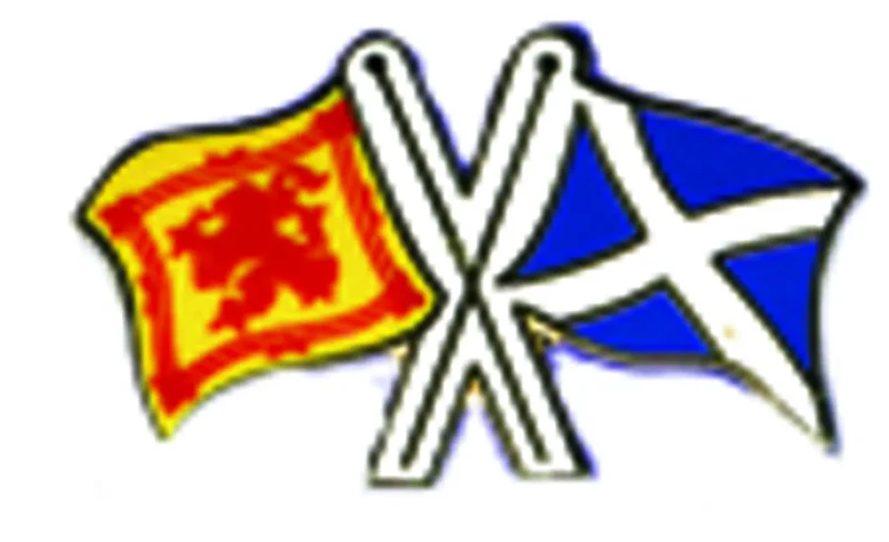 lion rampant saltire cross pin badge