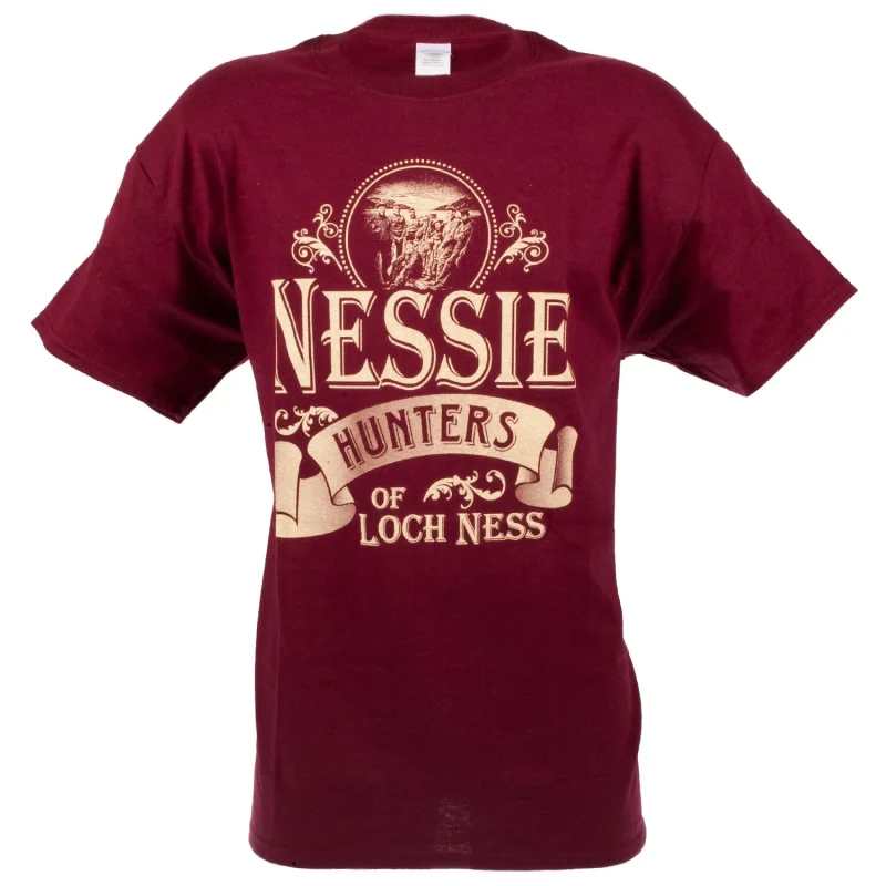 loch ness nessie hunter burgundy t shirt