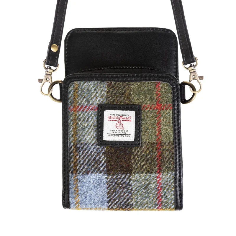 lovat check black crossbody travel bag