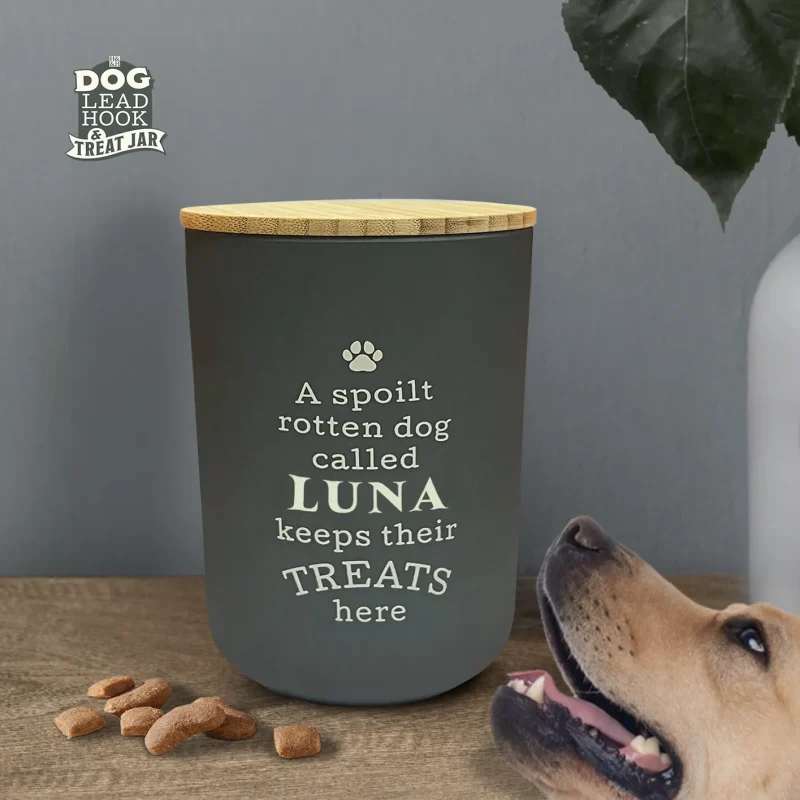 luna dog treat jar pet snack dispenser