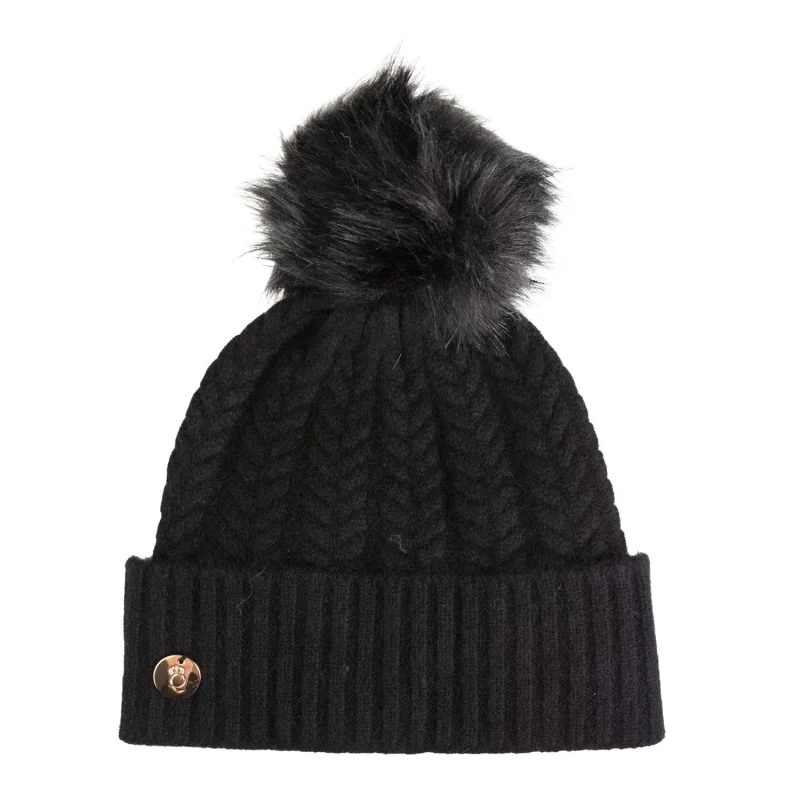 luxurious 100 cashmere georgie hat black with pom