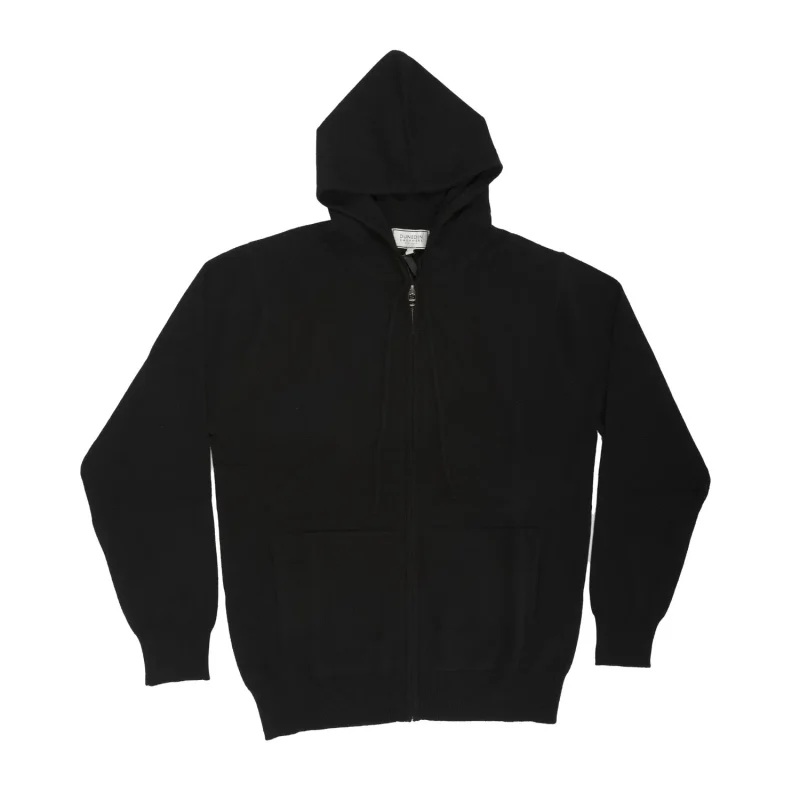 luxurious black cashmere hoodie for men