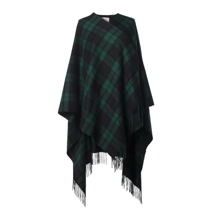 luxurious black watch tartan cape edinburgh lambswool