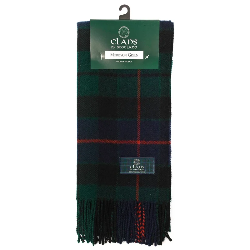 luxurious lambswool morrison tartan scarf in green