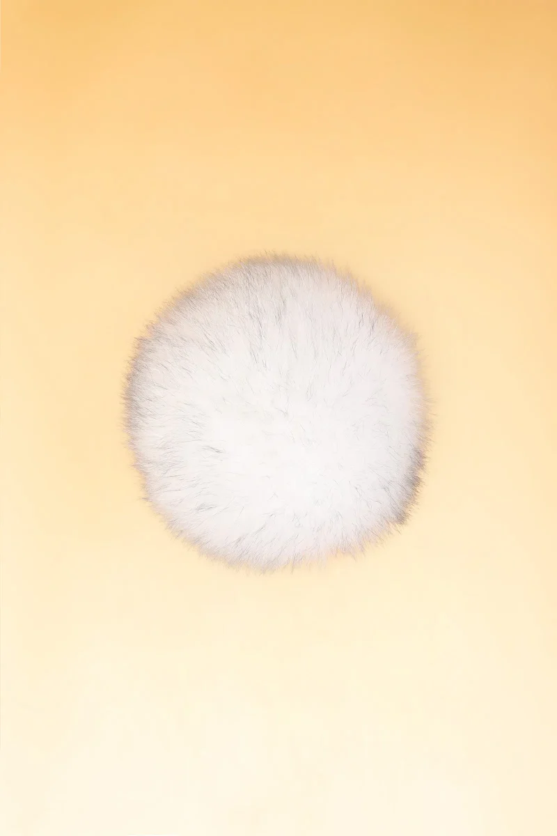 luxurious white black pom pom real fur