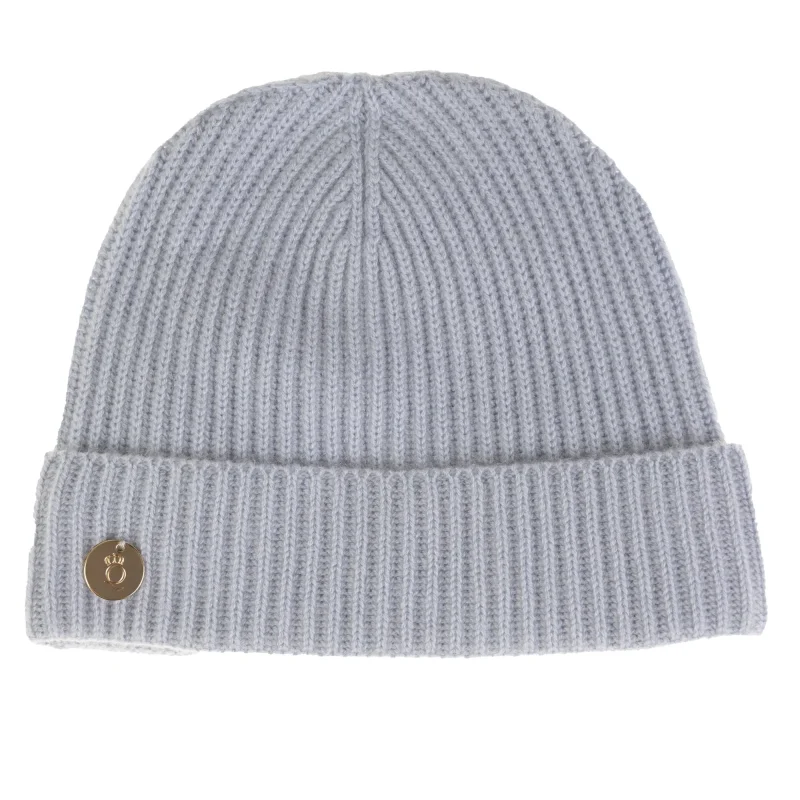 luxury 100 cashmere ribbed turn up hat moonblue