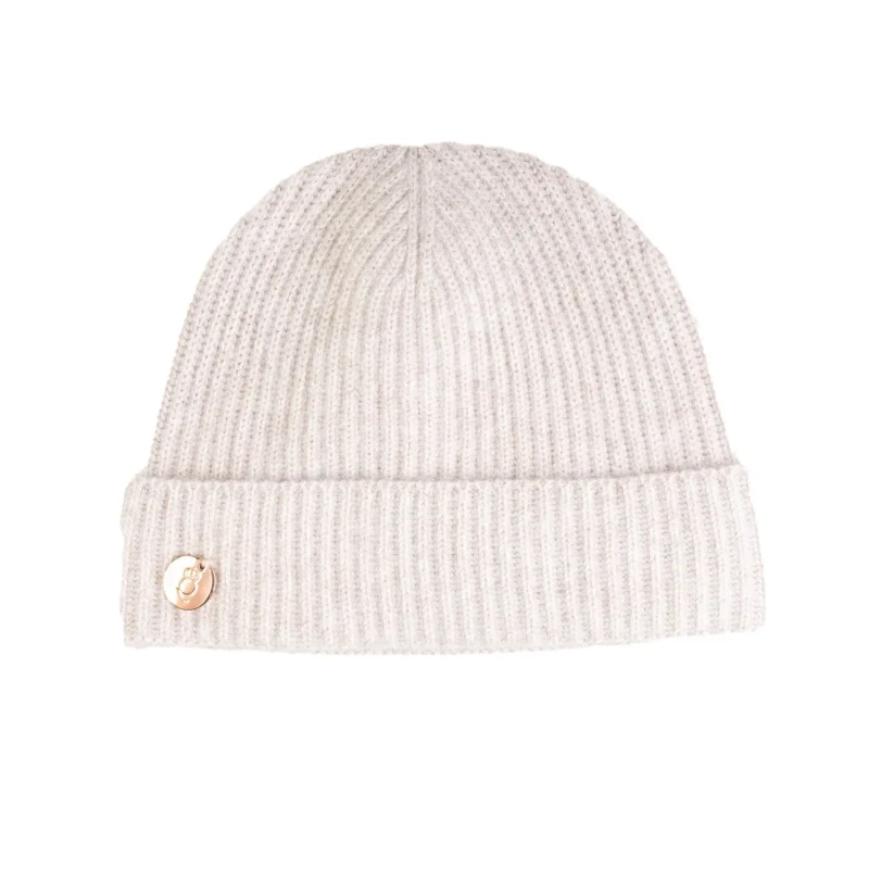 luxury 100 cashmere turn up hat beige lightweight