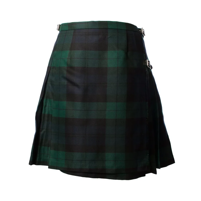 luxury black watch tartan kilt skirt for women